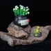 Driftwood Sculpture w/ Cute Frogs and Potted Plant