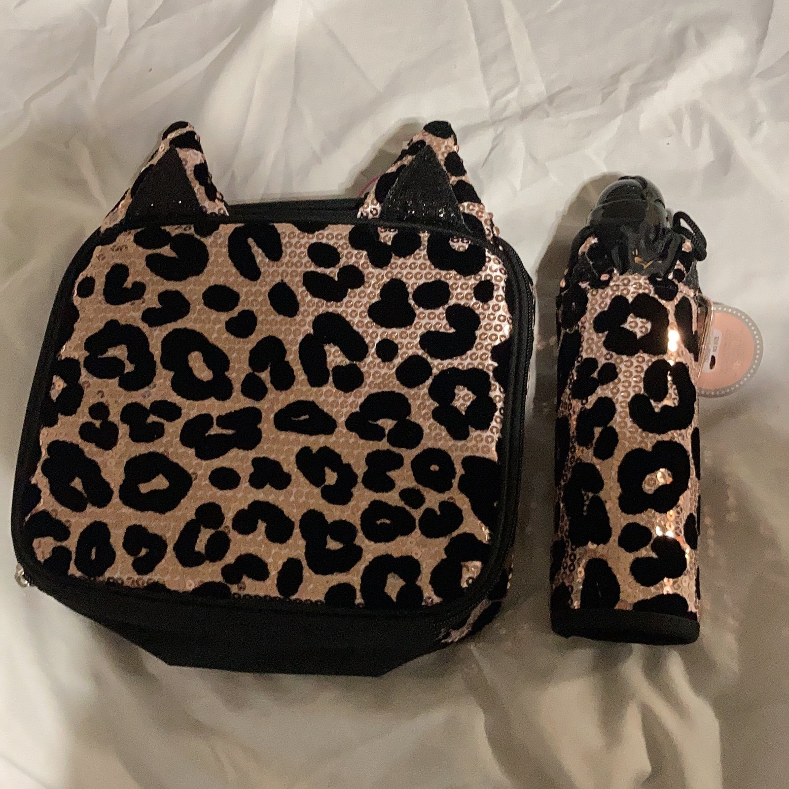 Justice Leopard Water bottle and Lunchbox set