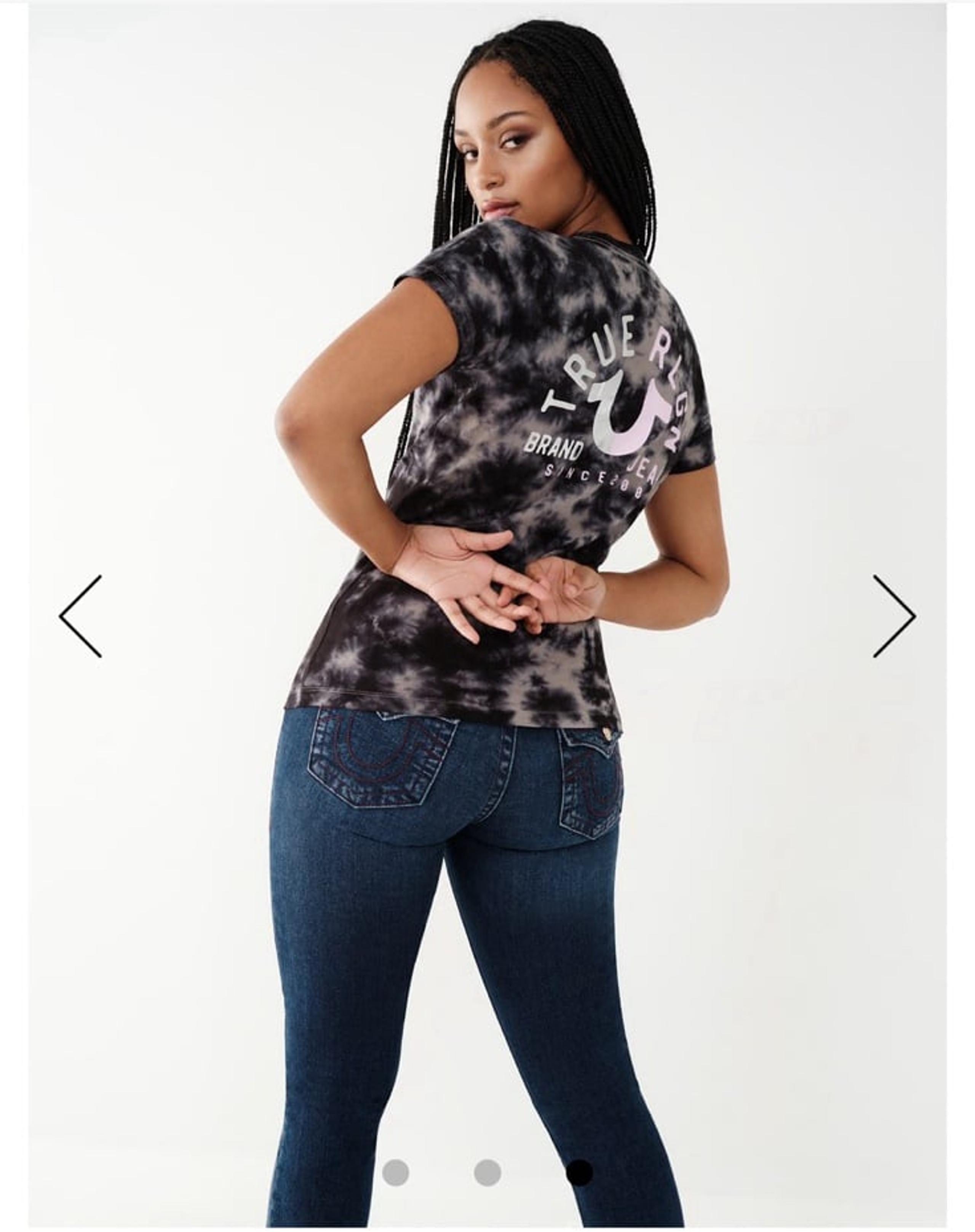 True Religion Women TIE DYE HORSESHOE LOGO TEE Black XS NWT