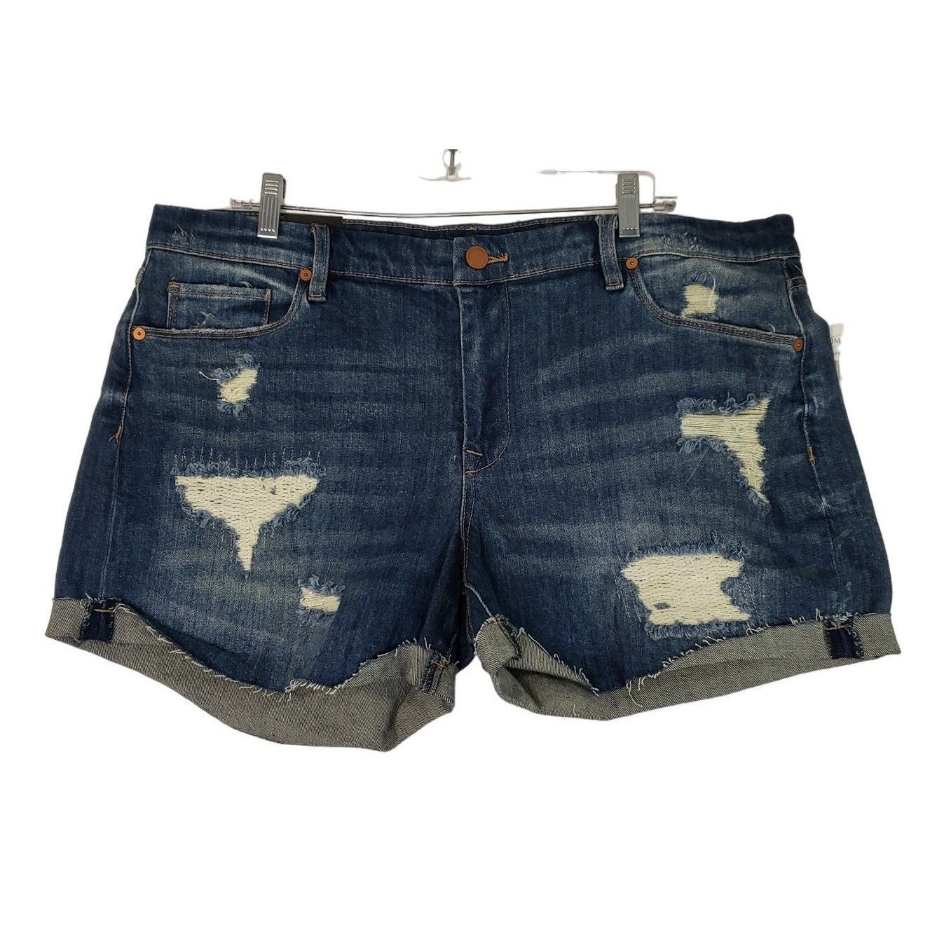 Blank NYC Women's The Fulton Dress Down Party Distressed Cuffed Shorts Size 18W