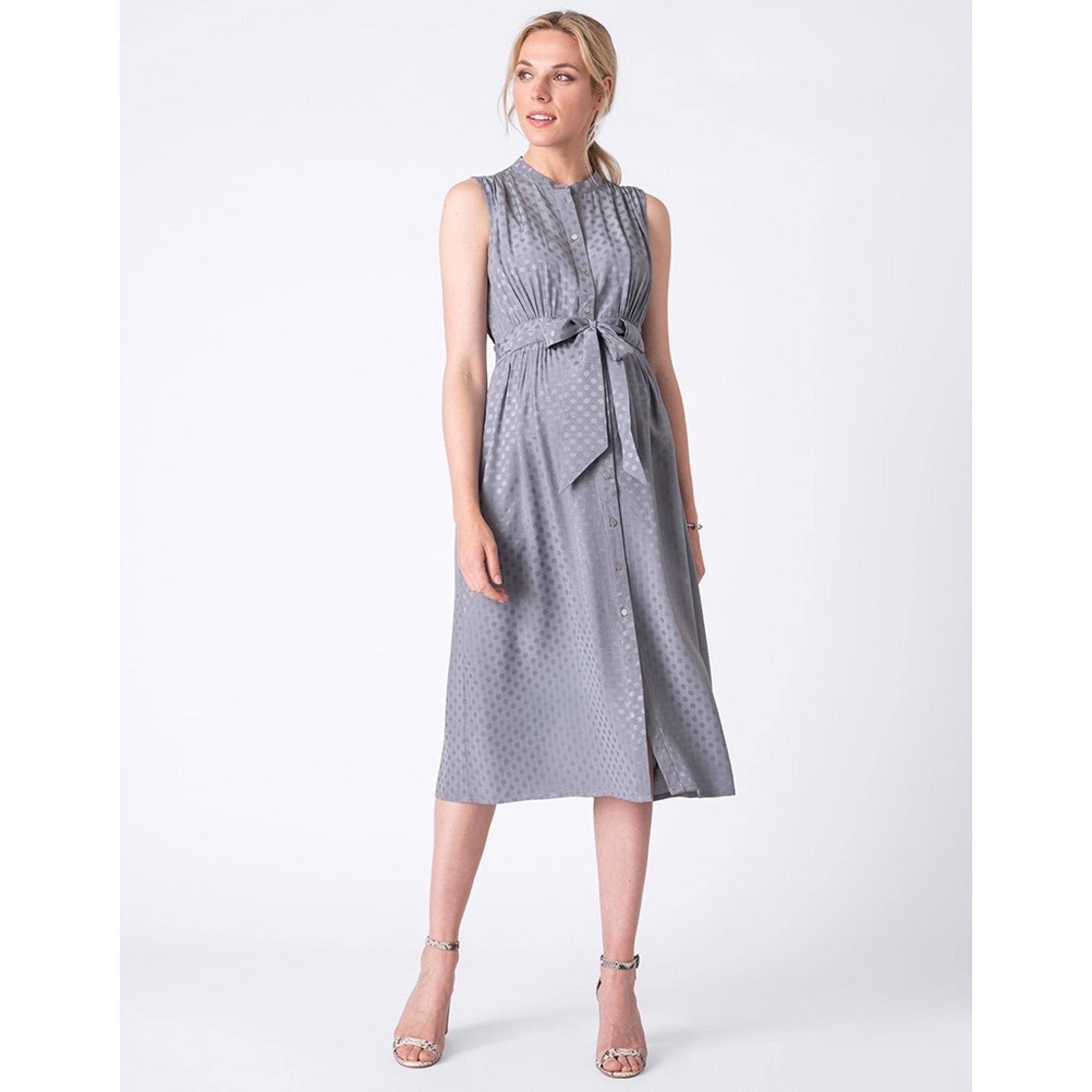 Seraphine Women's Woven Spot Detail Midi Length Maternity Dress Grey Size 6
