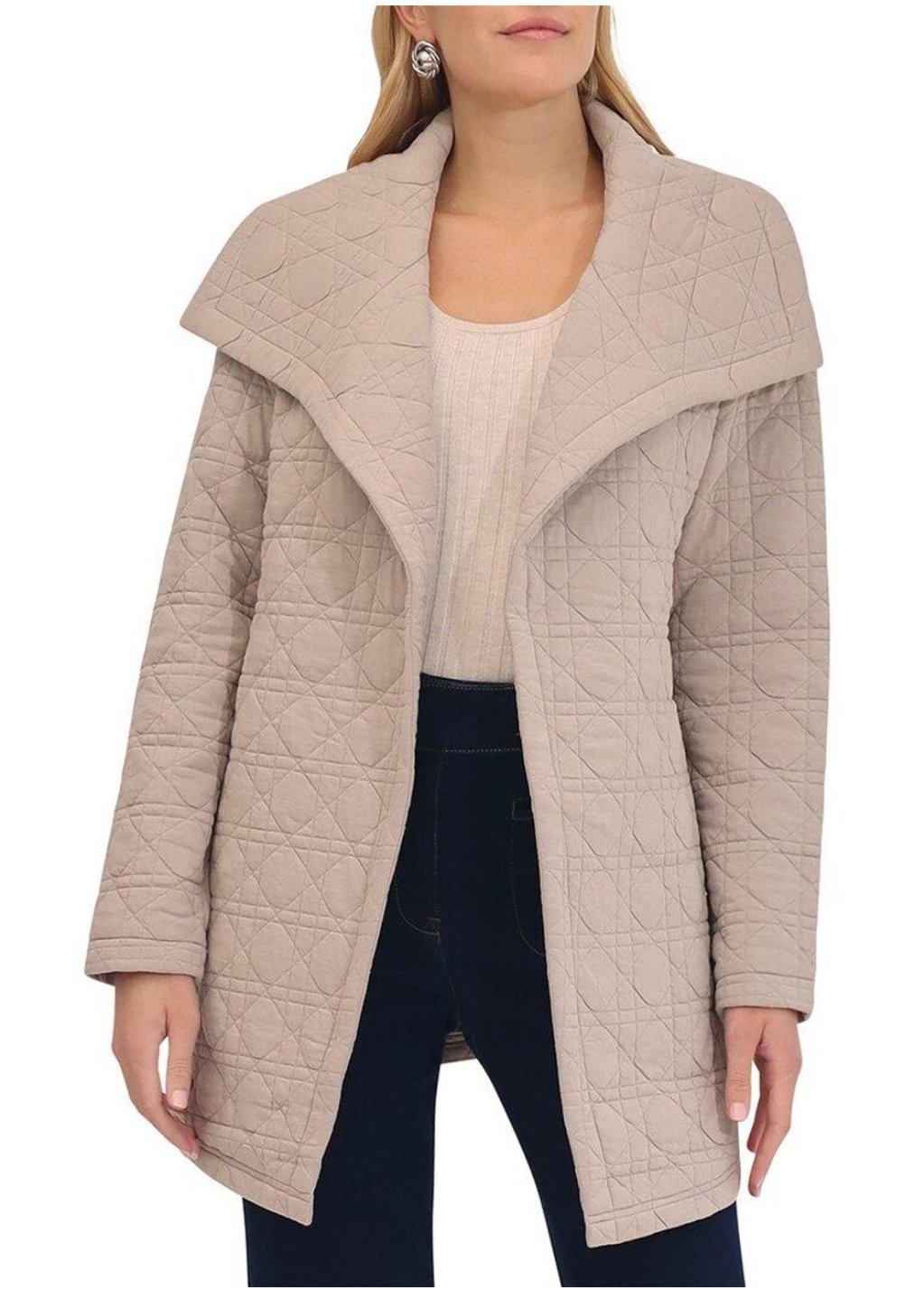 Bagatelle Open Jacket Quilted Draped Front With Pockets