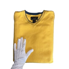 VTG Abercrombie & Fitch Mens Yellow Blue V-Neck Sweater PullOver Cotton Sz L