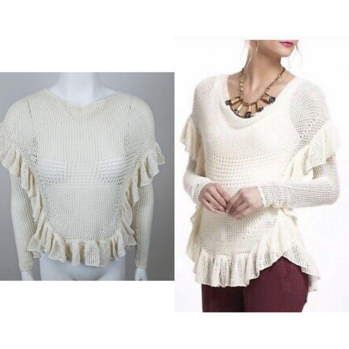 Anthro Angel Of The North Ruffle Sweater