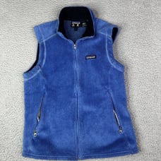 Vintage Patagonia Vest Womens Large Blue Regulator Polartec USA Made Full Zip