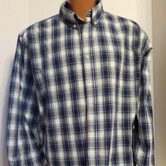 NWT NEW mens blue green white plaid CROFT & BARROW classic fit l/s dress shirt NWT NEW mens blue green white plaid CROFT & BARROW classic fit l/s dress shirt