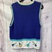 Vintage Women’s Blue Sweater Vest with Tennis Racket Knit Details XL
