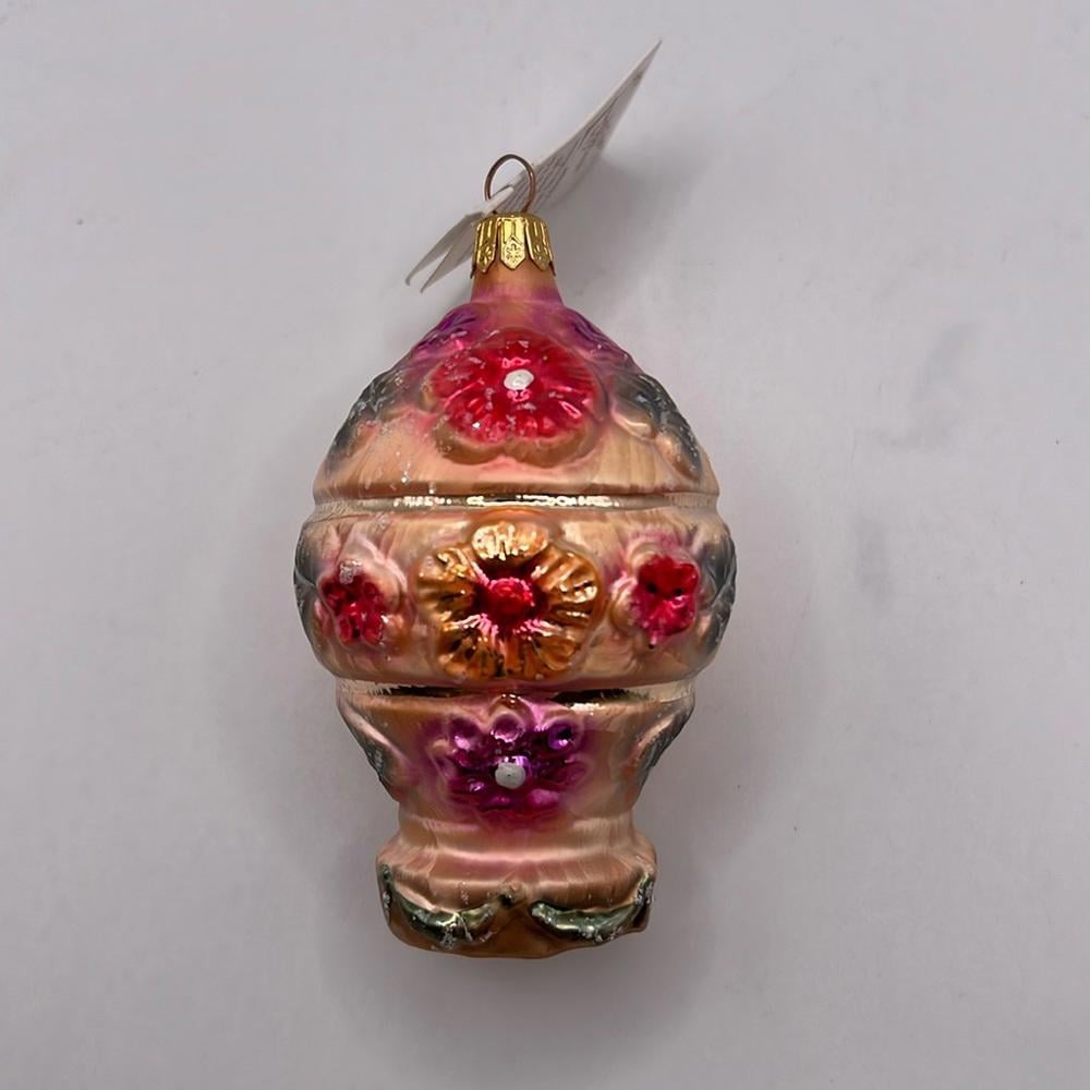 Vintage Christopher Radko Bejeweled Balloon Glass Ornament Collectible Floral