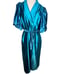 Vintage miss Elaine women’s large long robe 1/2 puff sleeve collar belt teal shi