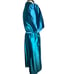 Vintage miss Elaine women’s large long robe 1/2 puff sleeve collar belt teal shi