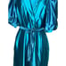 Vintage miss Elaine women’s large long robe 1/2 puff sleeve collar belt teal shi