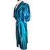 Vintage miss Elaine women’s large long robe 1/2 puff sleeve collar belt teal shi