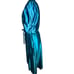 Vintage miss Elaine women’s large long robe 1/2 puff sleeve collar belt teal shi