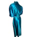 Vintage miss Elaine women’s large long robe 1/2 puff sleeve collar belt teal shi