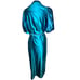 Vintage miss Elaine women’s large long robe 1/2 puff sleeve collar belt teal shi