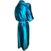 Vintage miss Elaine women’s large long robe 1/2 puff sleeve collar belt teal shi