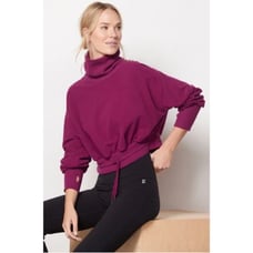 NWT Sweaty Betty Melody Luxe Fleece Pullover Funnel Neck Size Small Purple