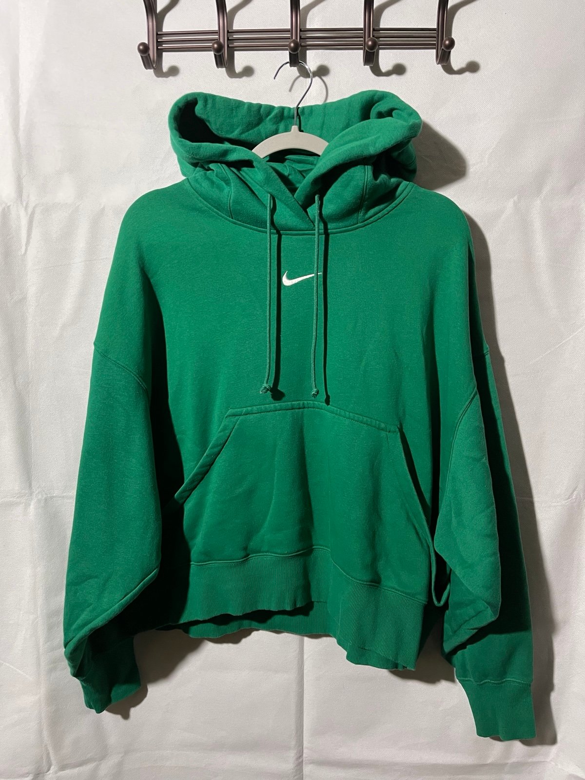 Nike Womens XS Oversized Crop Pullover Hoodie Center Swoosh