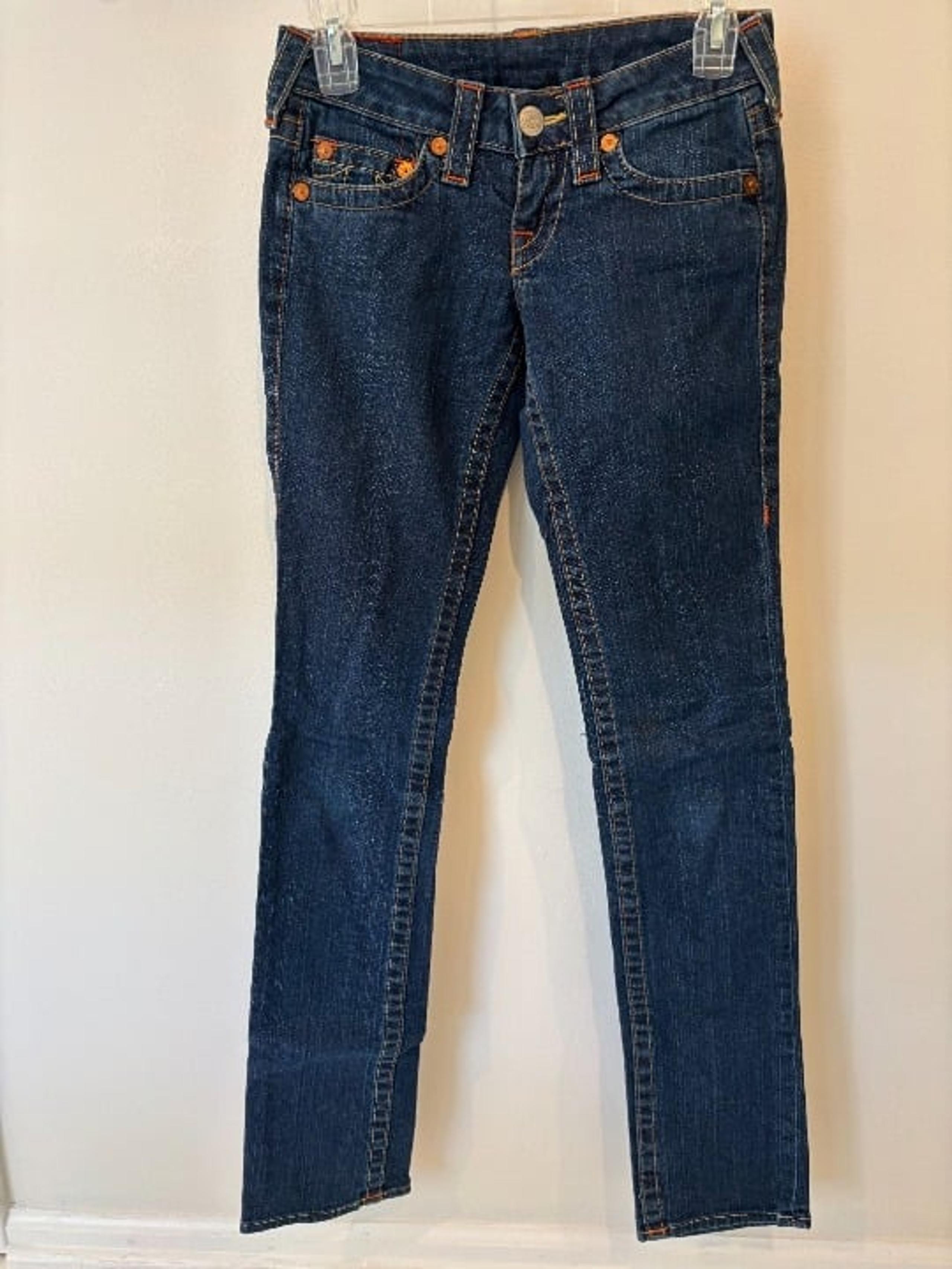 True Religion Vintage Y2K Johnny Skinny Leg Blue Denim Jeans Women's Size 24