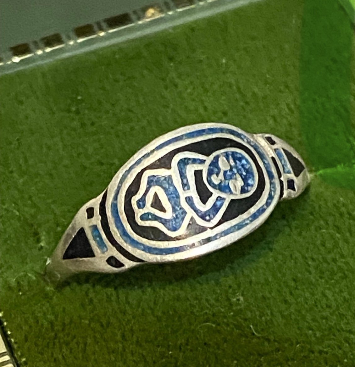 Vintage Mexico Sterling “New Mother” Turquoise Baby Ring