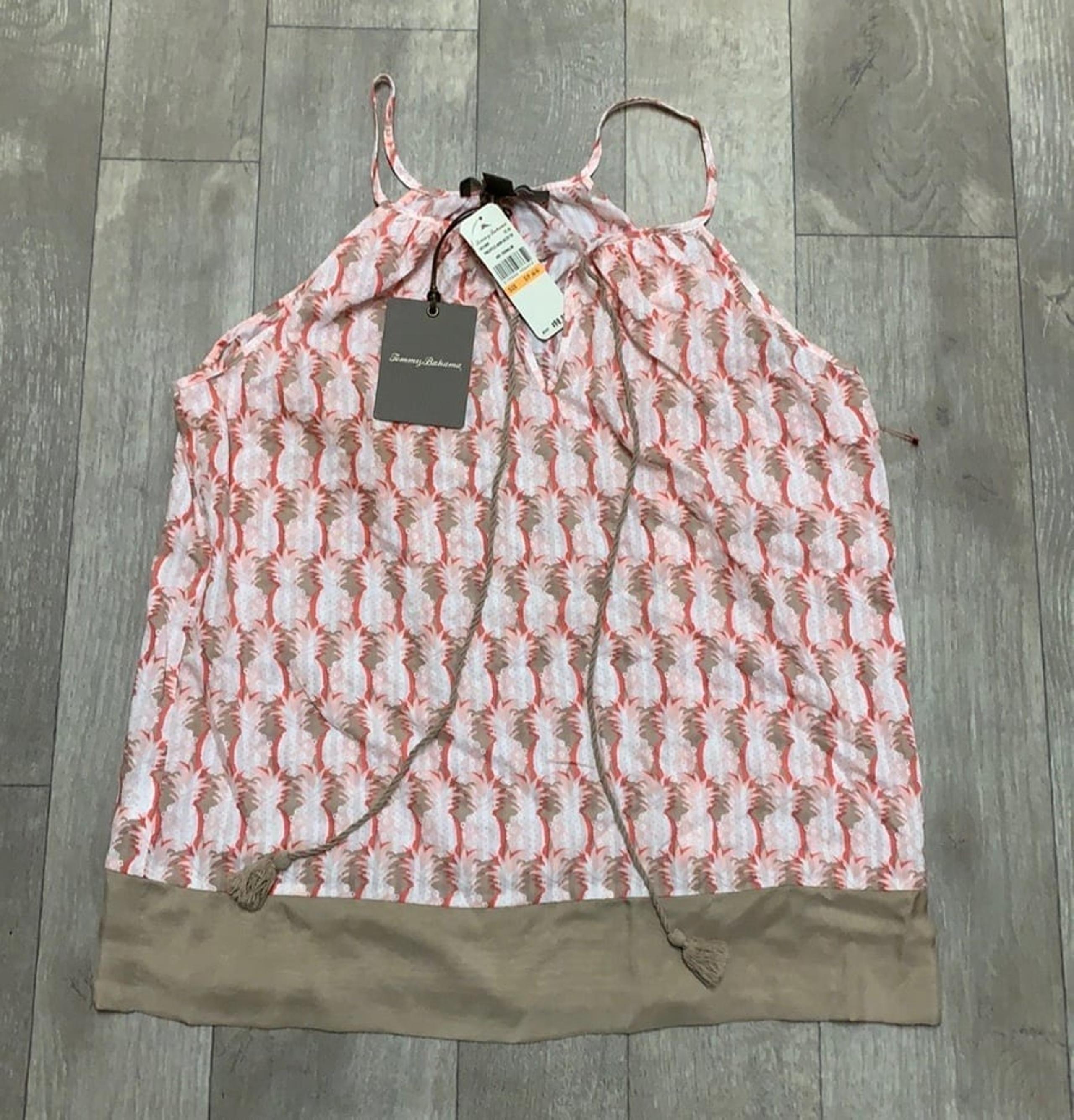 Womens Nwt Tommy Bahama Pineapples Beach Halter Top Shirt