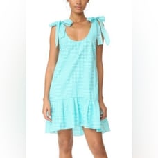 Amanda Uprichard teal gingham sleeveless dress size large