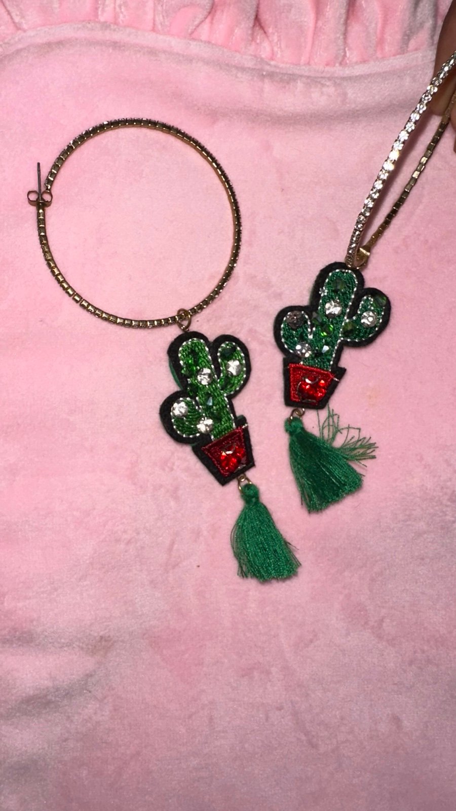 Fringe and diamond earrings