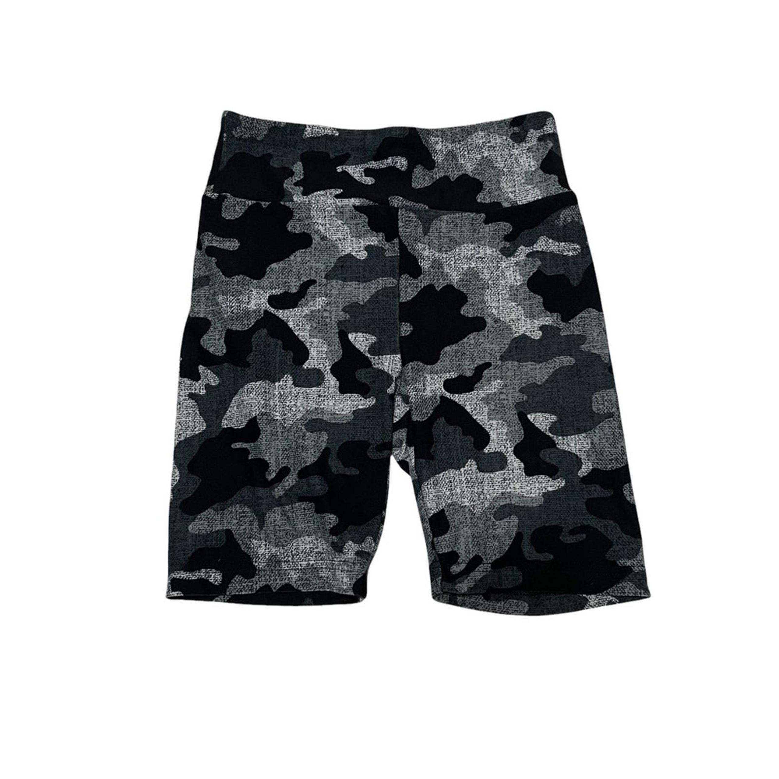 No Boundaries Black & Gray Camo Fitted Bicycle Style Shorts Size Small