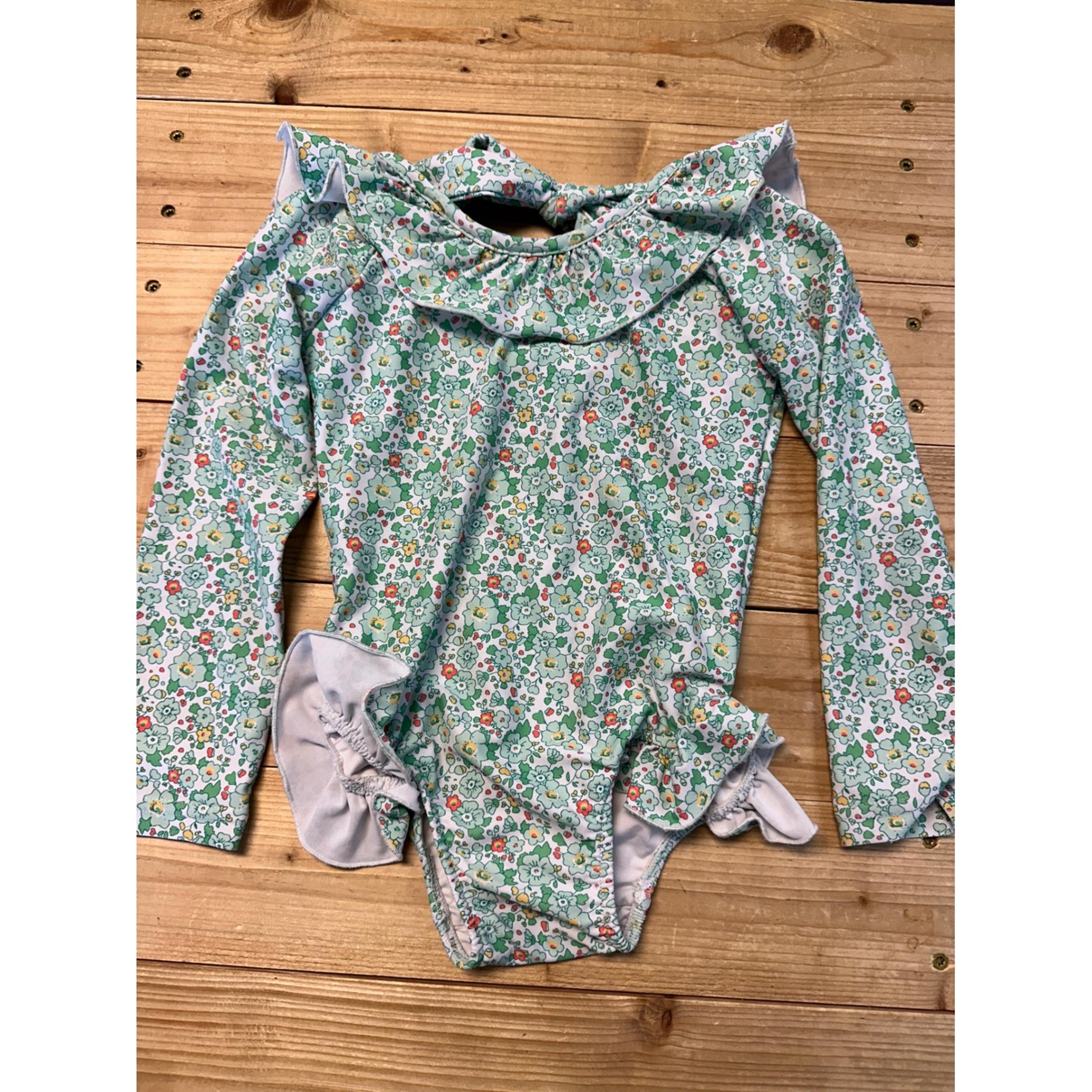 Serendipity Floral Ruffle Swimsuit Long Sleeve Swim One Piece XS