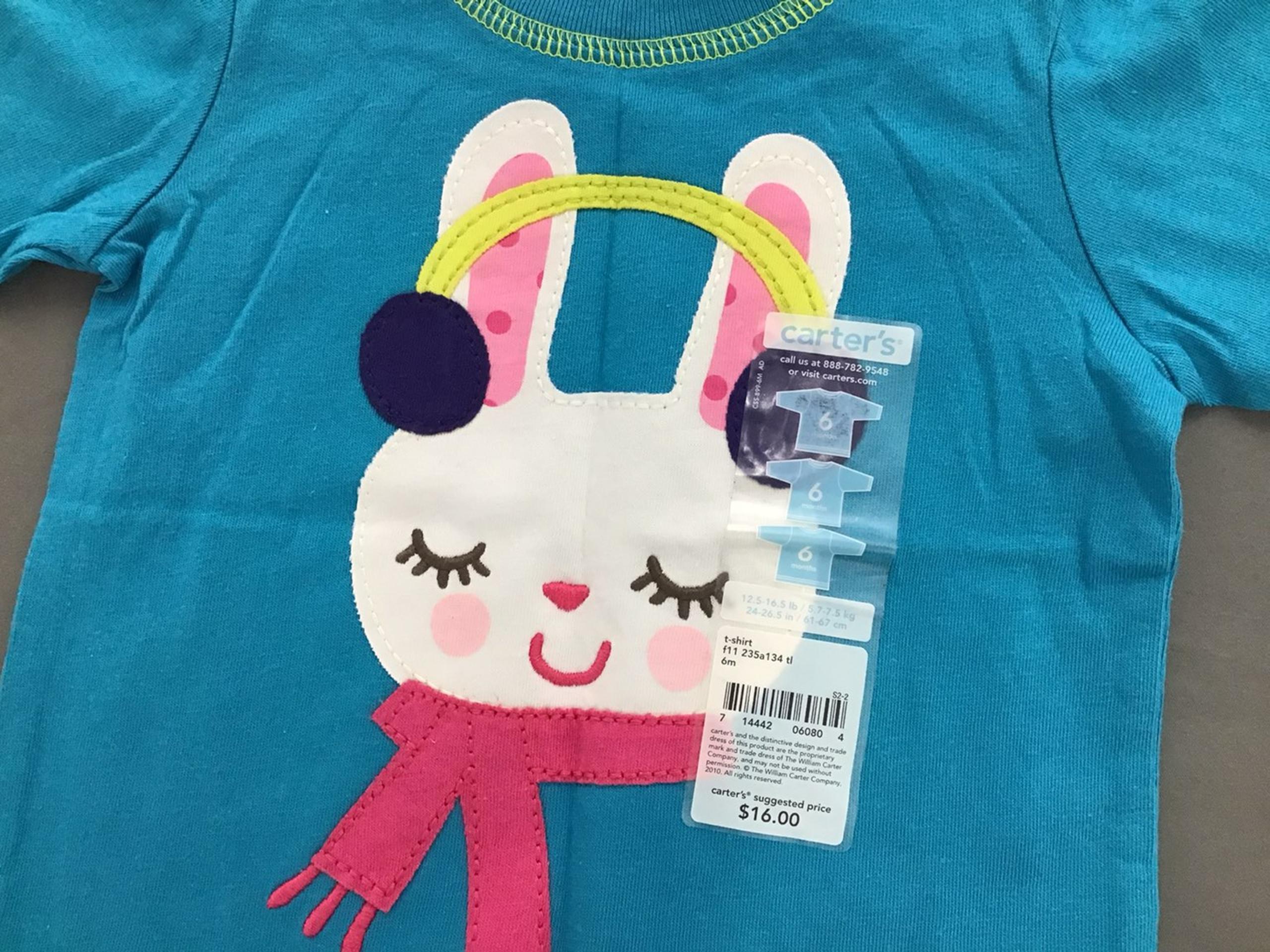 NWT Carter's baby  girl cotton long sleeves top shirt cotton 100%  size 6 months
