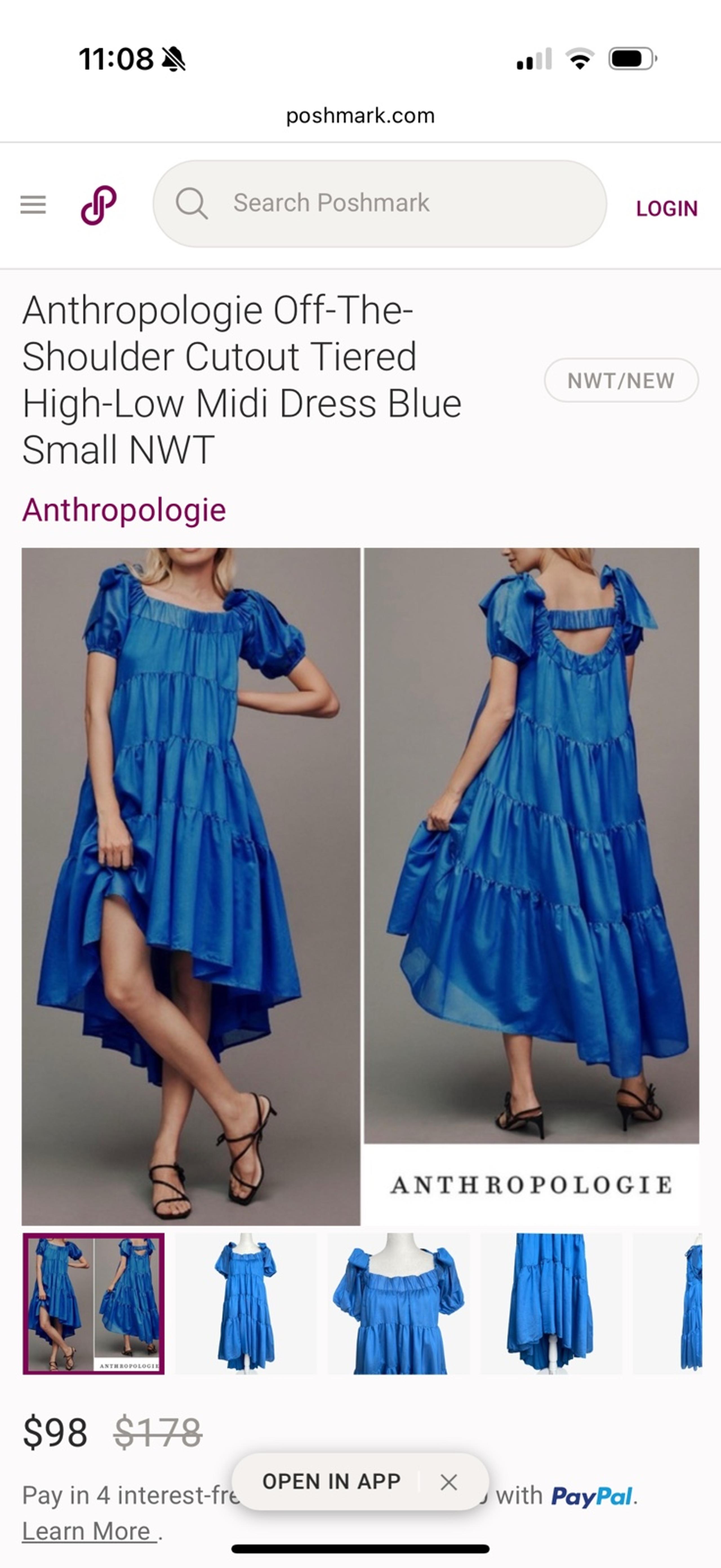 Brand NEW!! Anthro Off-the-Shoulder Hi-Lo Midi Dress XXS