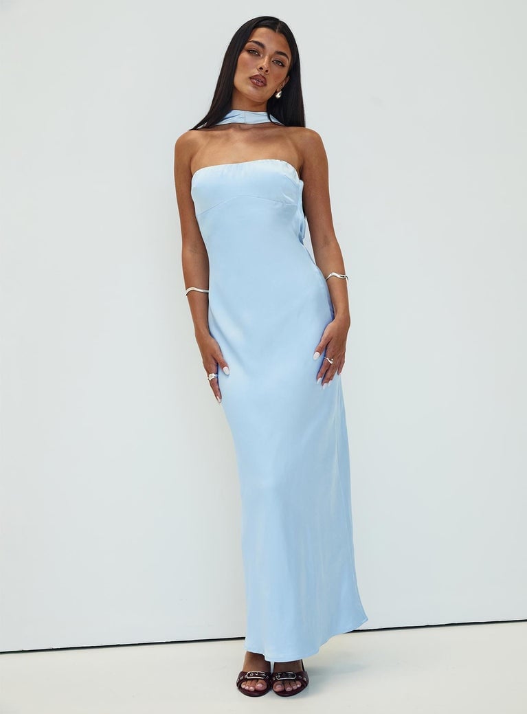 Princess Polly Legacies Strapless Maxi Dress Icy Blue