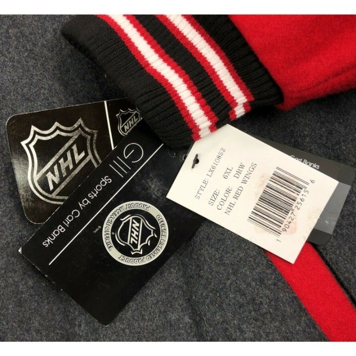 Detroit Red Wings sales 6XL GIII Carl Banks Reversible Wool Bomber Varsity Jacket Coat