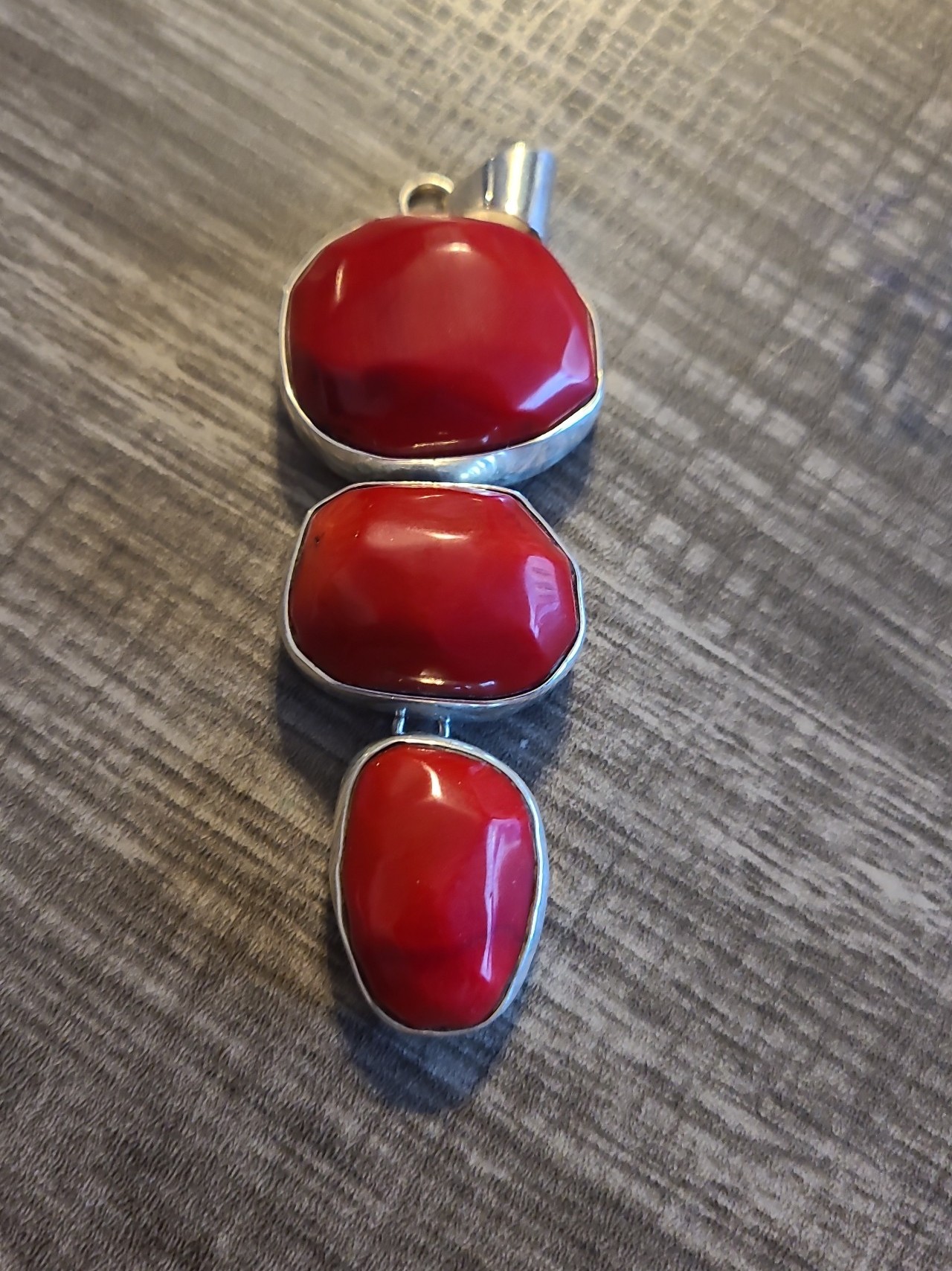 Big Statement Red Coral Pendant Sterling Silver 9.25