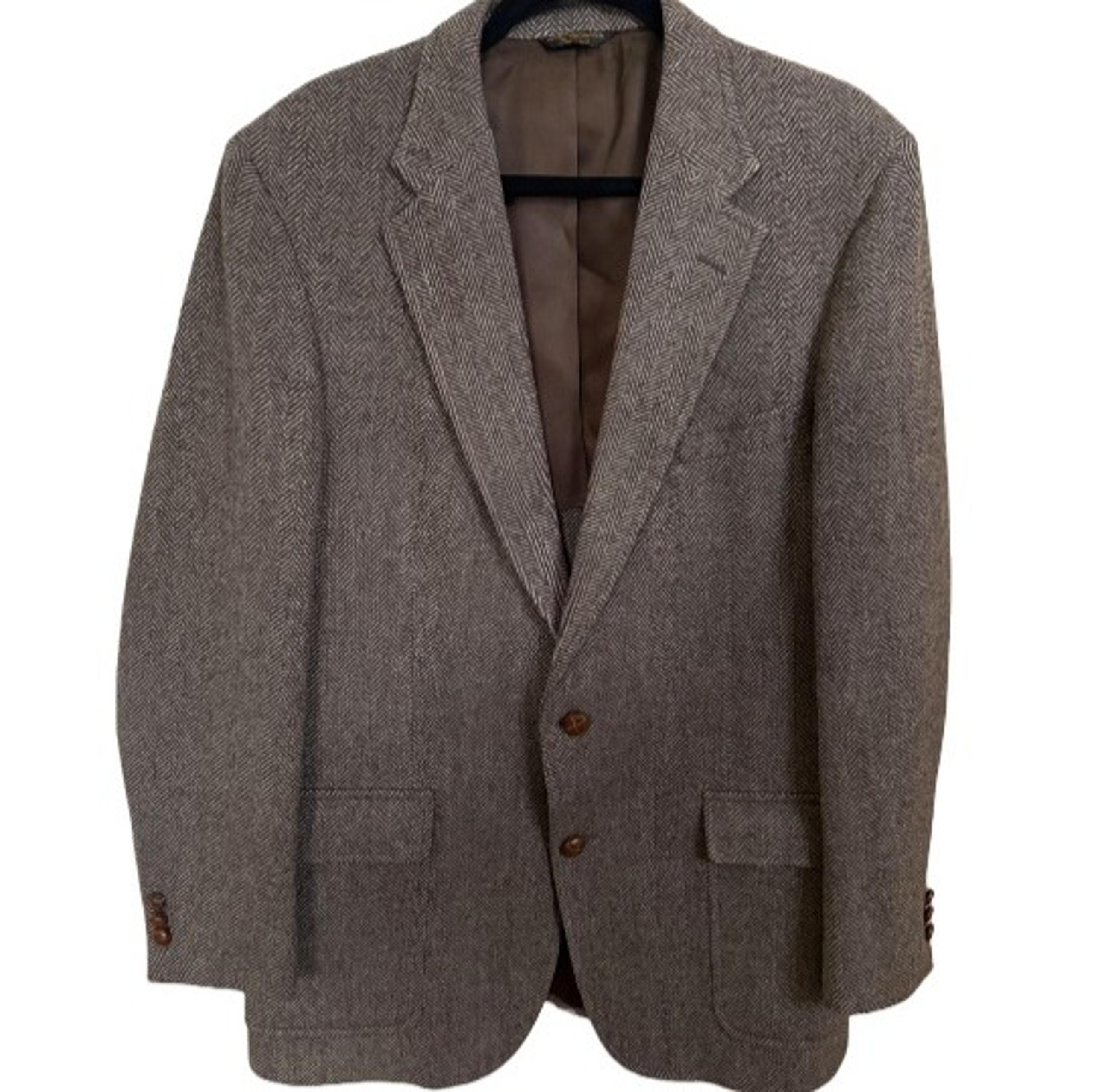 VTG John Weitz by Palm Beach Mens 100% Pure Wool Brown Tweed Herringbone Jacket