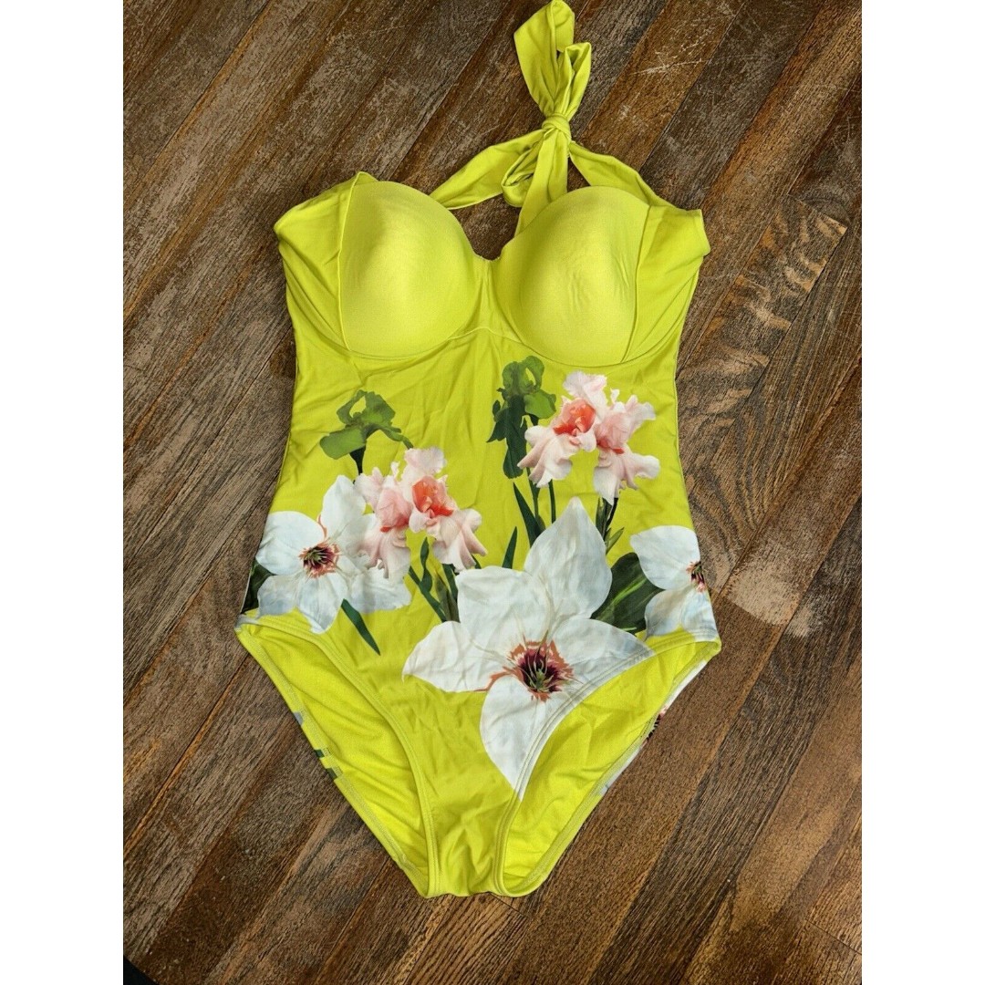 TED BAKER FLORAL 1 PIECE SWIMSUIT BLACK 34DD