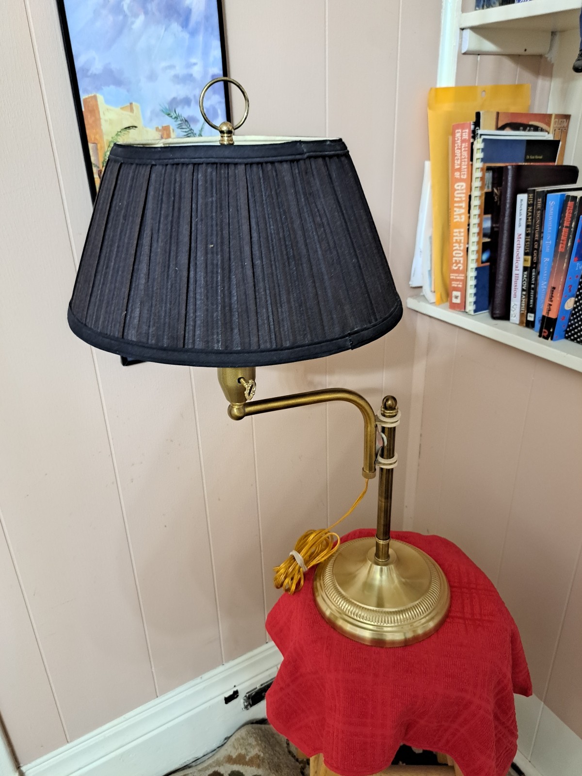 Adjustable Brass Desk Lamp with Shade.