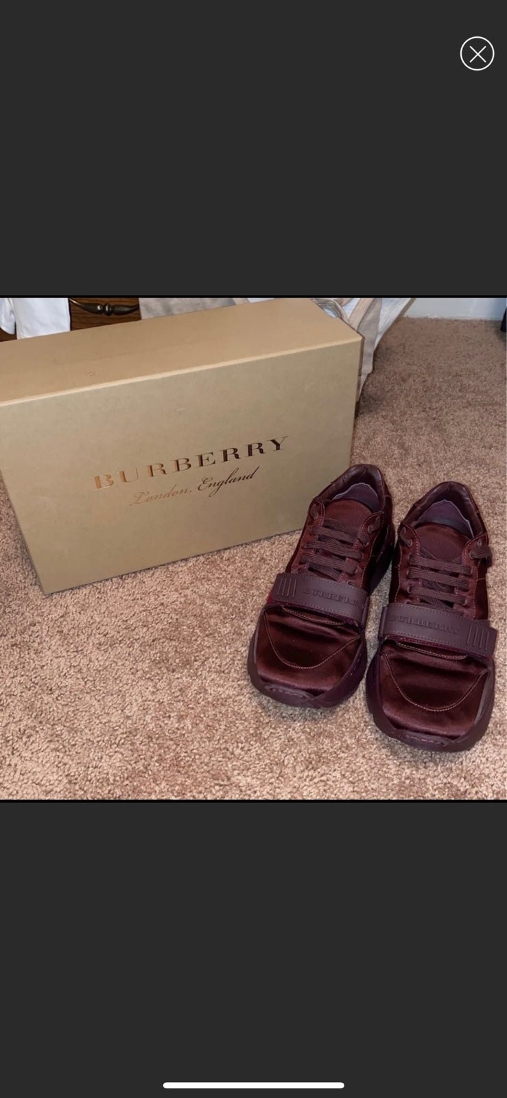 Burberry Claret Low Top Satin Sneakers Burgundy