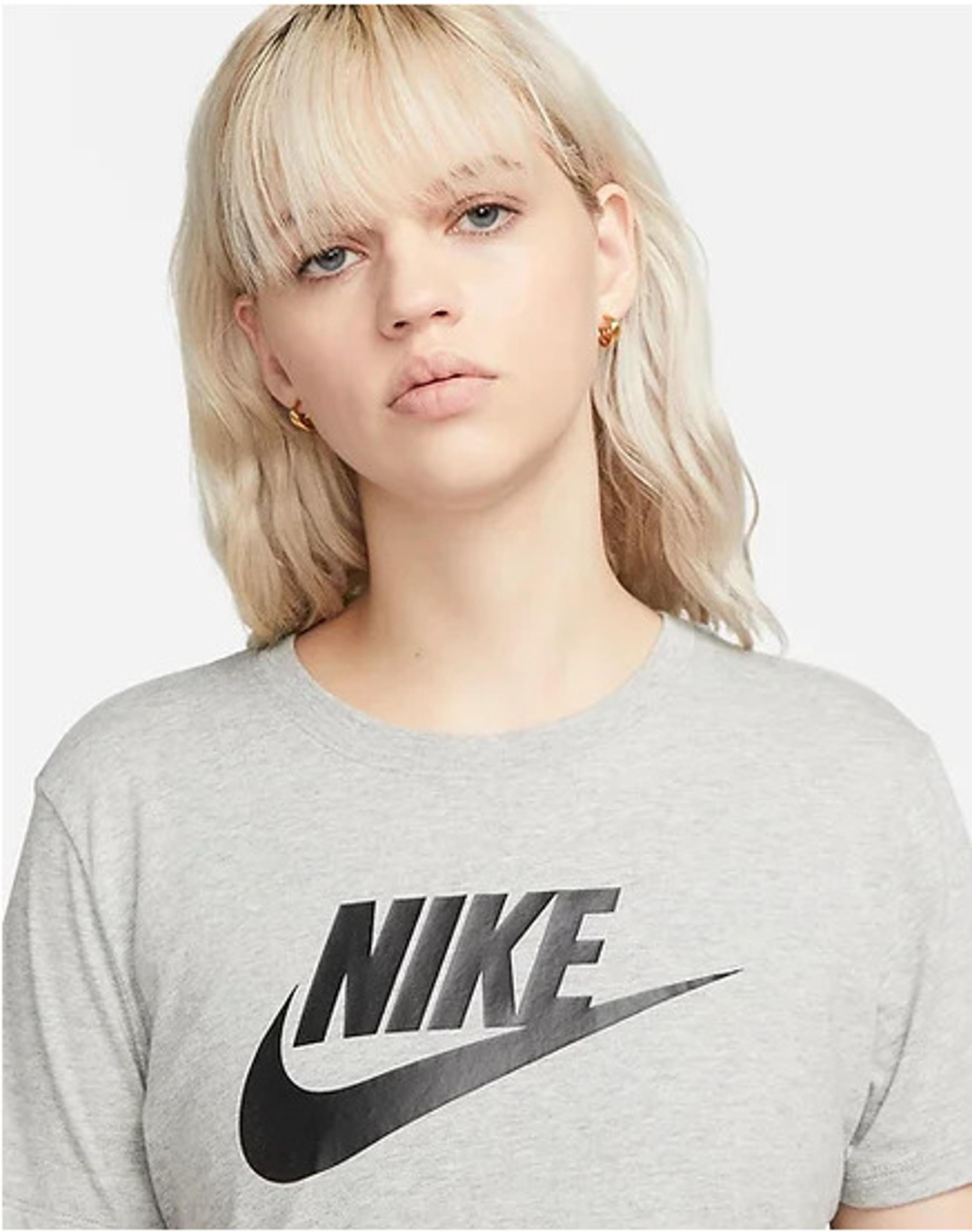 Nike Sportswear Essential T-Shirt Birch Heather/Black women’s tee size L Li-Grey