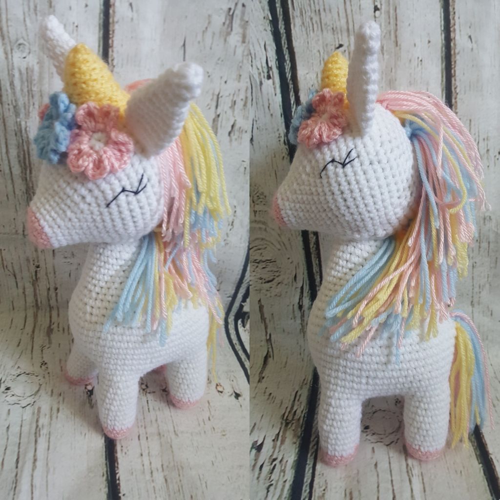 Crochet White Unicorn Doll