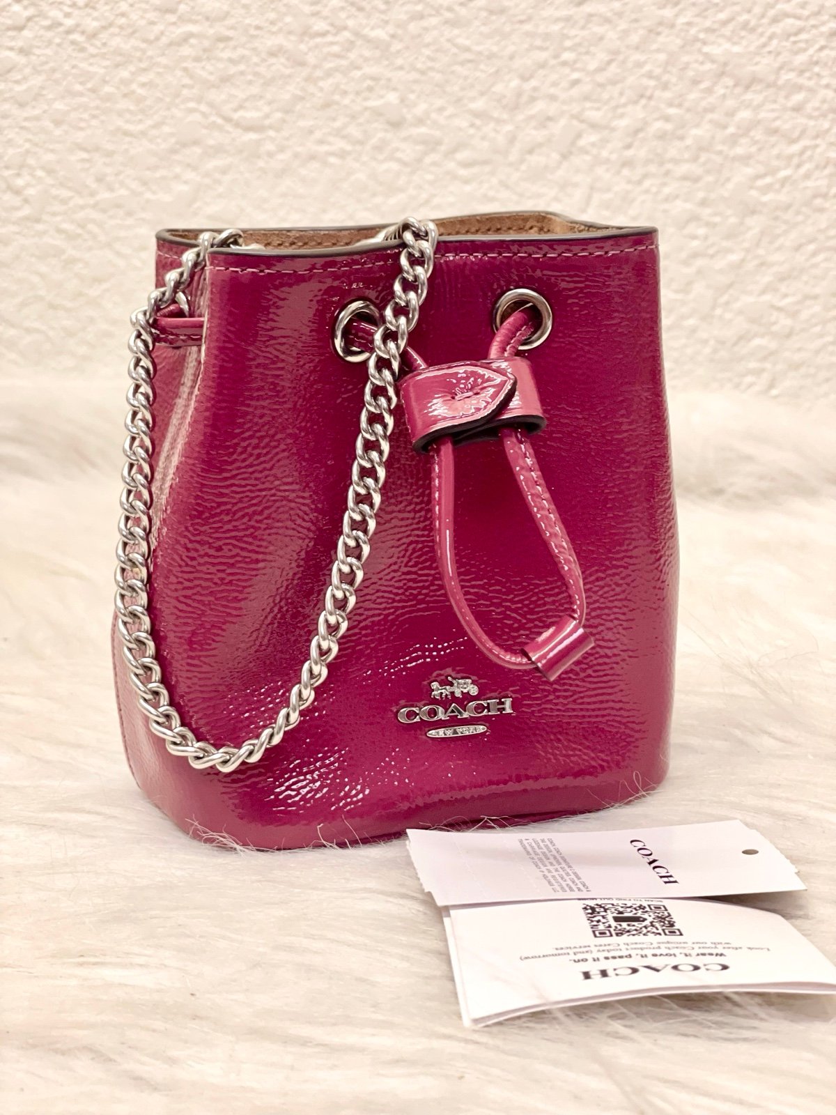 Coach Drawstring Wristlet in Patent leather