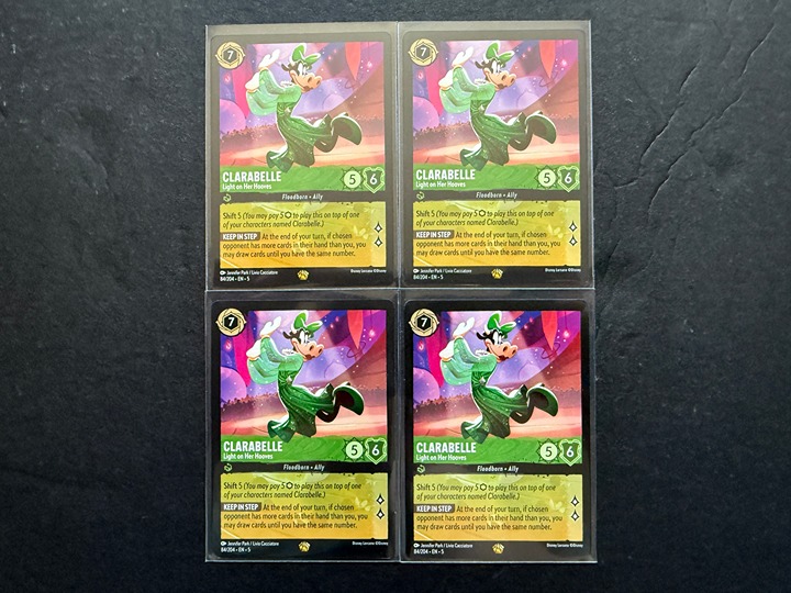 Disney Lorcana Shimmering Skies - Clarabelle Light on Her Hooves Card PLAYSET x4