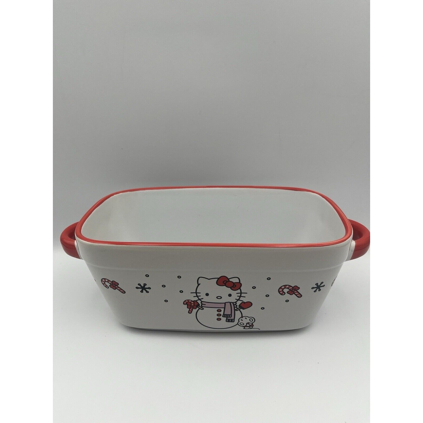 Sanrio Hello Kitty Christmas Ceramic Loaf Pan Baking Dish Snowman