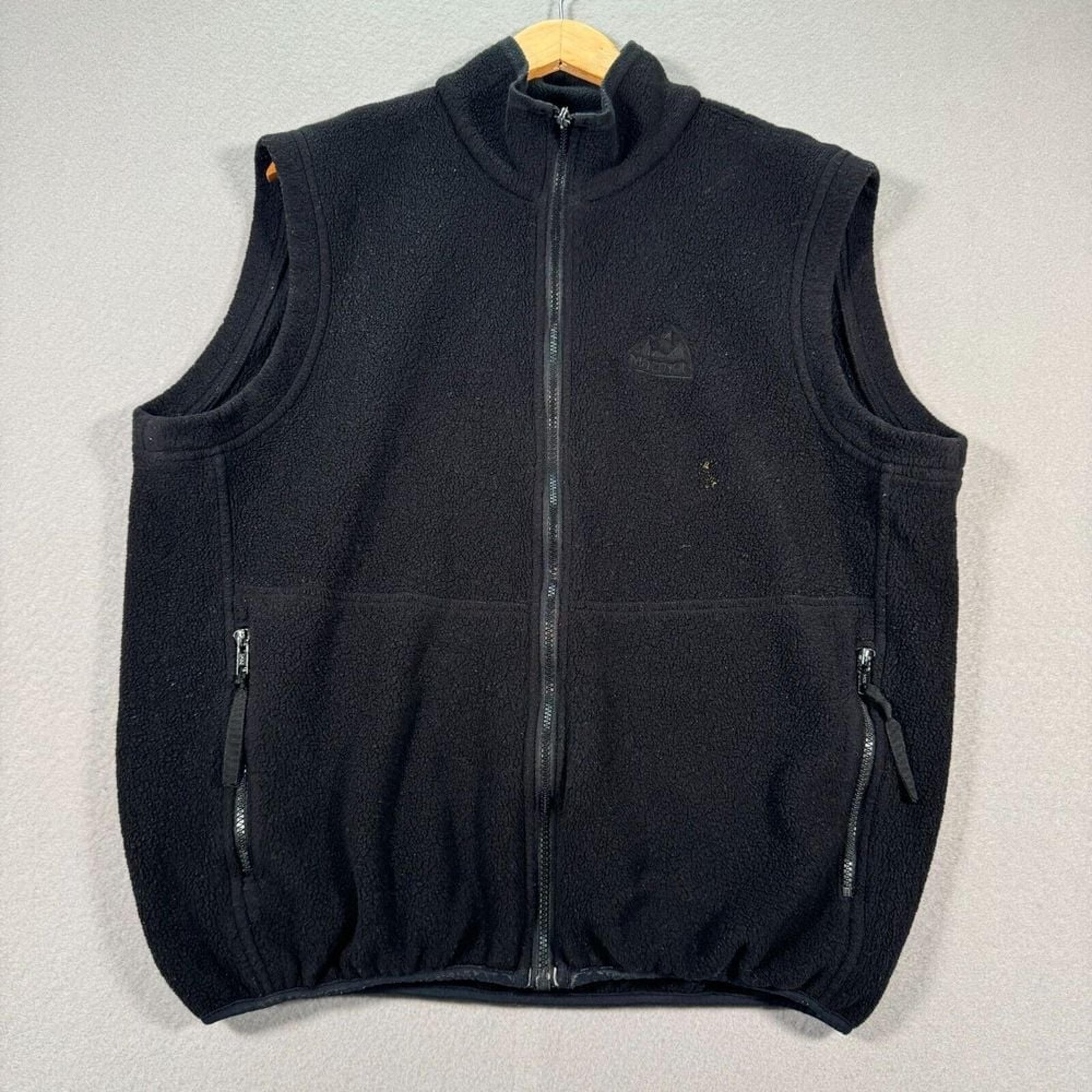Vintage Marmot Fleece Vest Mens Large Black Polartec Full Zip Mockneck Outdoors