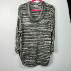 John Mark Black & White Marled Poncho Style Cowl Neck Tunic Sweater Medium