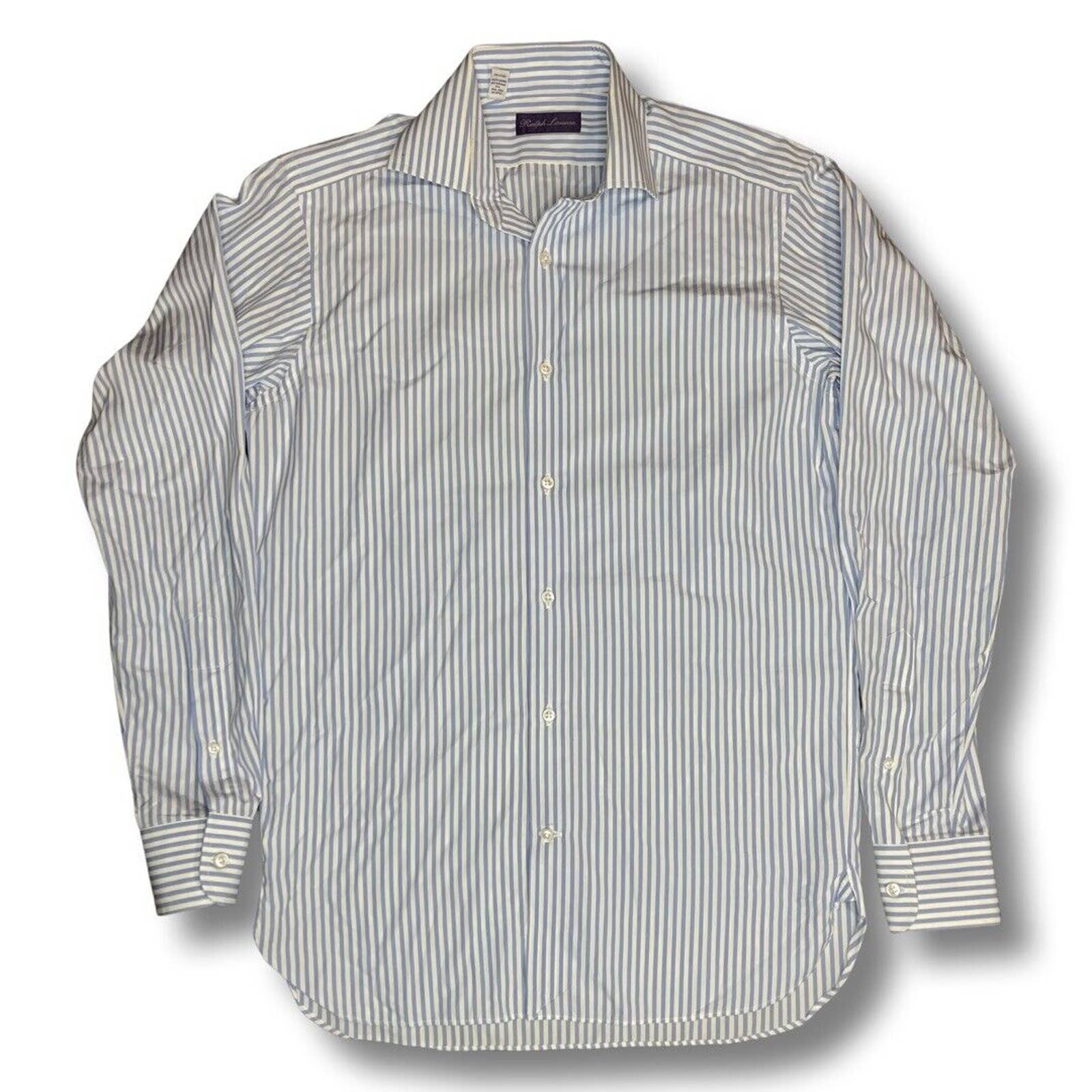 Ralph Lauren Purple Label Italy Mens Striped Button Down L/S Dress Shirt 14 1/2