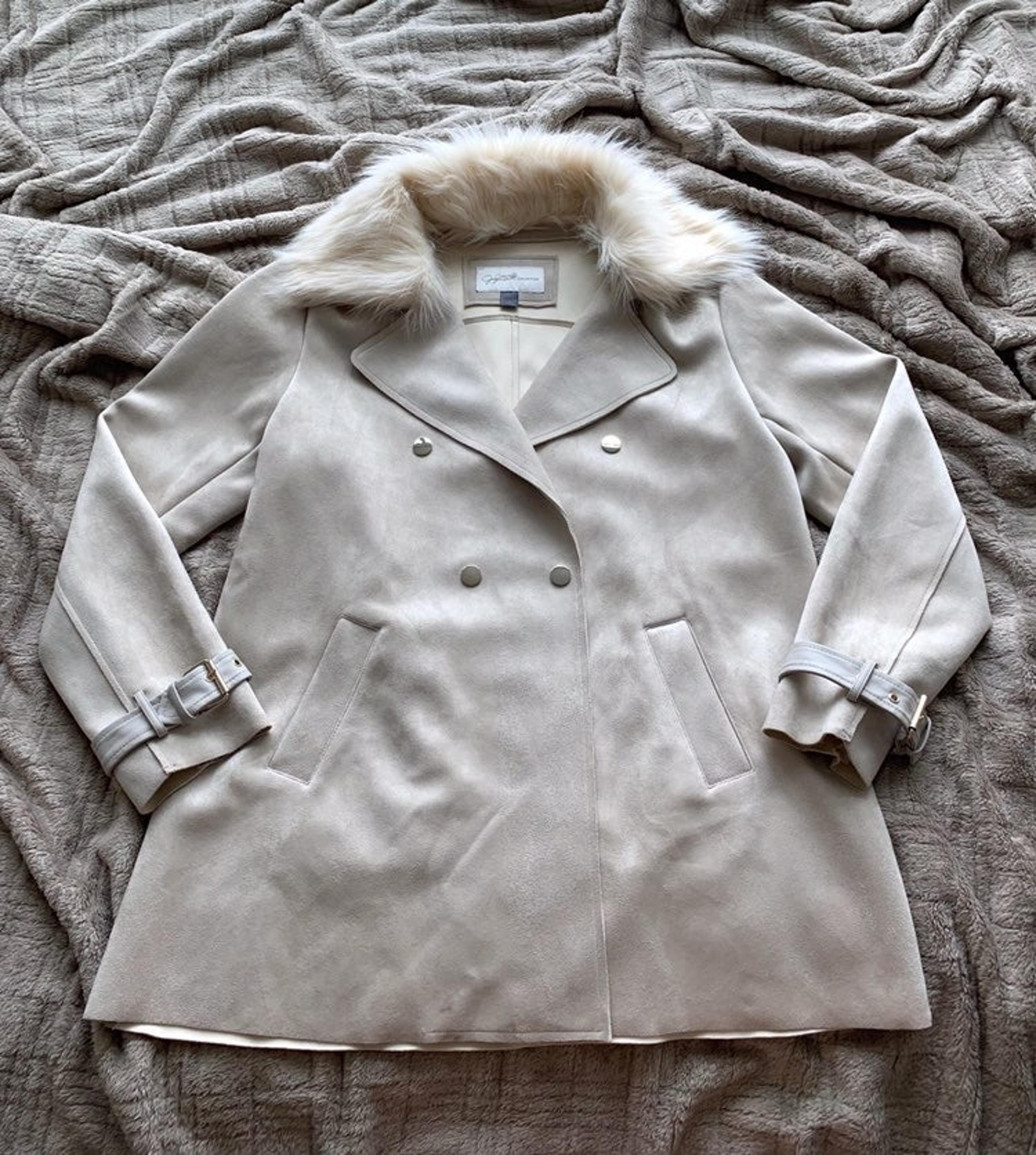 Jaclyn Smith Faux Fur Collar Peacoat