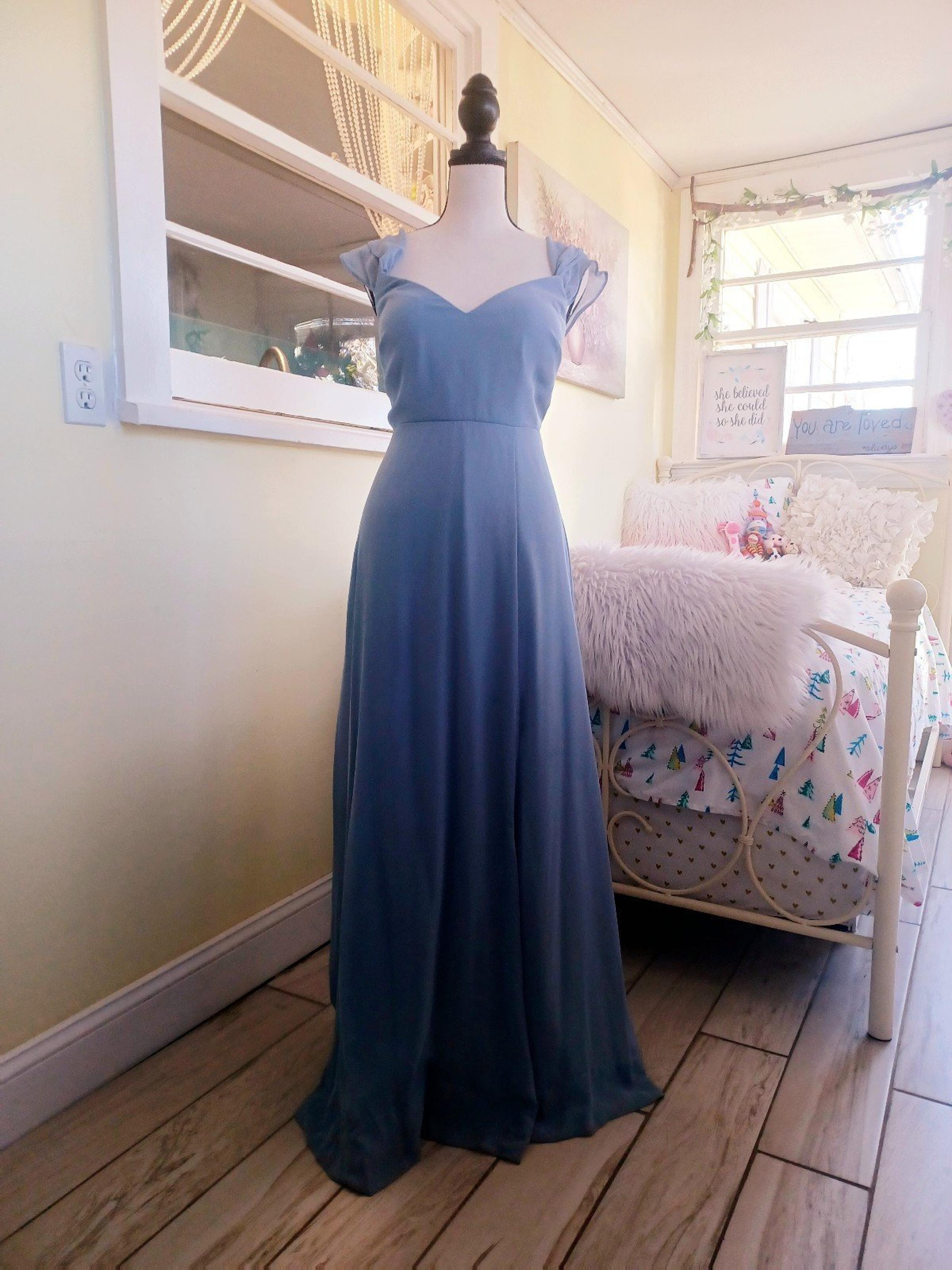 FREESHIP Formal Bridesmaid Prom Special Occasion Dress Size M Blue Long Pockets