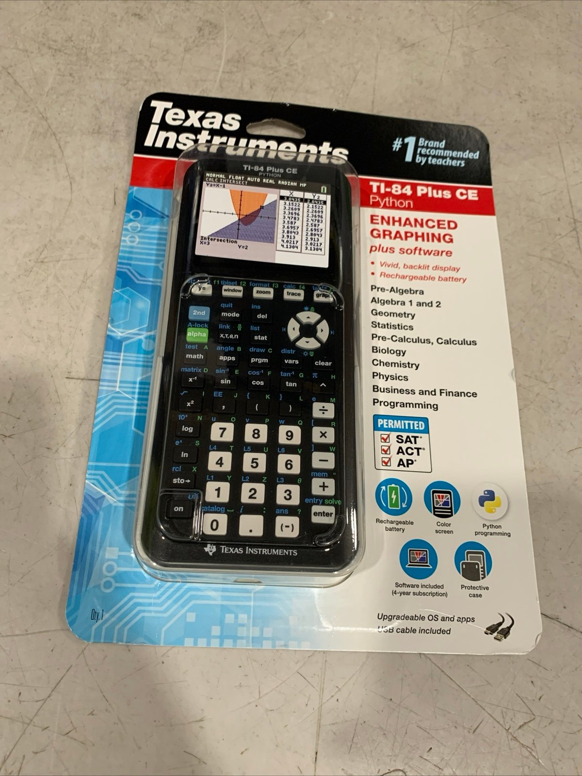 Texas Instruments TI-84 Plus CE Graphing Calculator - Black (84PLCE/TBL/1L1/AH)