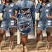 Women Hole Patch Ripped Jeans Distressed